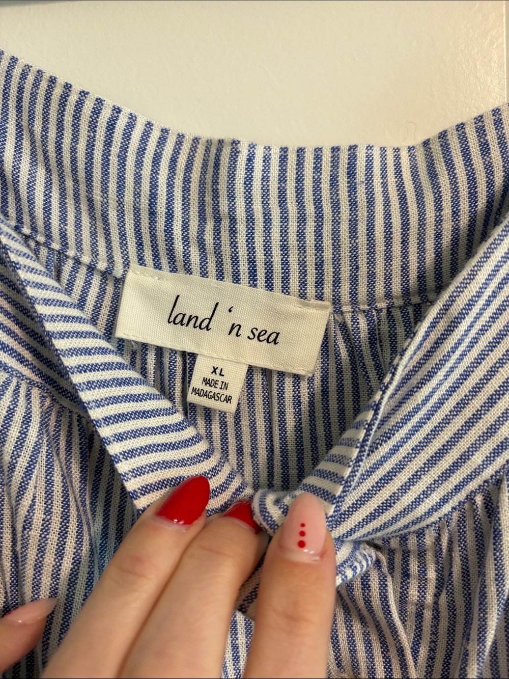 Blue & White Striped Ruffle-Sleeve Button-Front Top - Picture 2 of 5